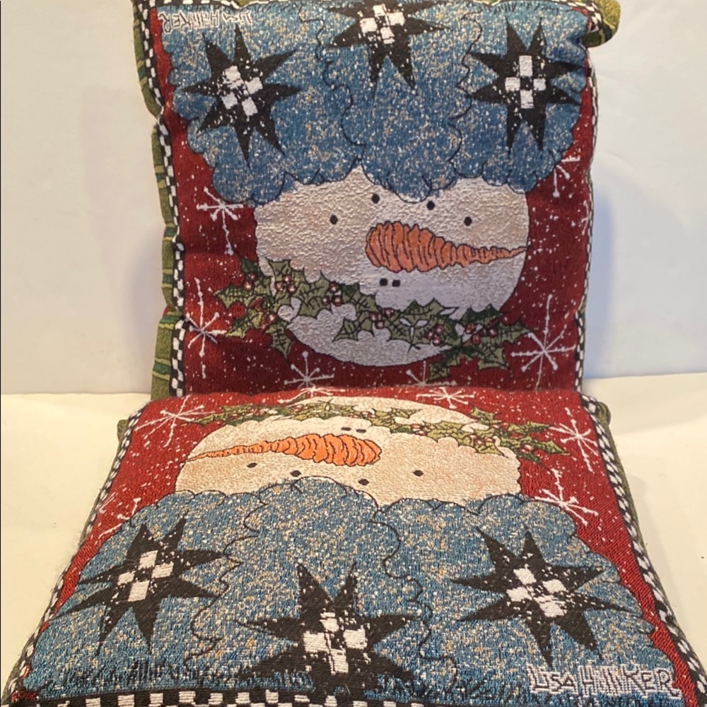 Vintage Lisa Hilliker Set of 2 Snowman Pillows